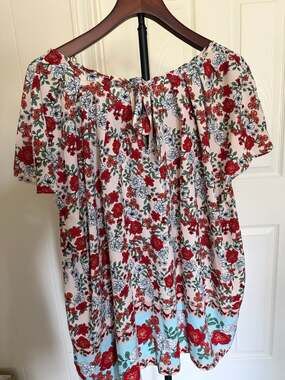 LC Lauren Conrad Floral Dress with Red and Green Accents